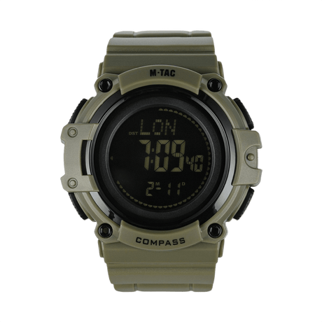 M-Tac Tactical Watch with Compass 2233 in durable ABS plastic with LED backlight and compass, suitable for tactical and outdoor use.