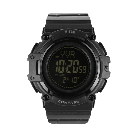 M-Tac Tactical Watch with Compass 2233 in a rugged design, suitable for outdoor use, with LED backlight, stopwatch, alarm and 5ATM water resistance.