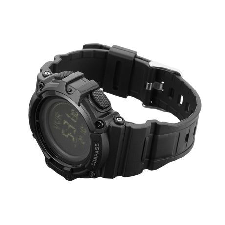 M-Tac Tactical Watch with Compass 2233 in a rugged black design, suitable for outdoor and tactical use, with compass and LED backlight.
