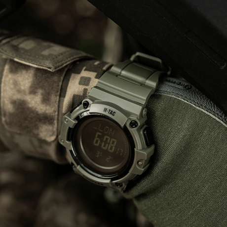 M-Tac Tactical Watch with Compass 2233 - rugged watch for outdoor and tactical use, LED and water-resistant design, suitable for daily activity.