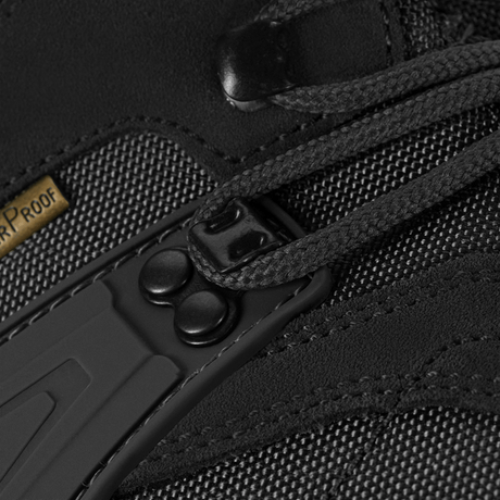 Close-up of M-Tac Tactical Demi-Season Boots Pro Line showing durable suede and Cordura fabric with detailed stitching.