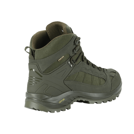 M-Tac Tactical Demi-Season Boots Pro Line in green, with durable suede and Cordura, and a patented Vibram sole for optimal performance.