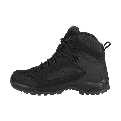 M-Tac Tactical Demi-Season Boots Pro Line in black suede and Cordura with Vibram sole. Ideal for tactical use and hiking, comfort and durability.
