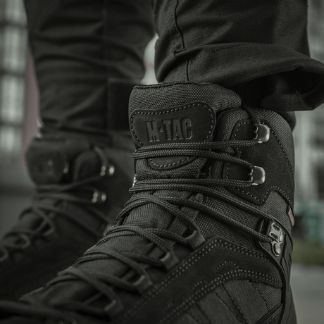 M-Tac Tactical Demi-Season Boots Pro Line in durable suede and Cordura with Vibram sole for comfort and durability during tactical tasks.