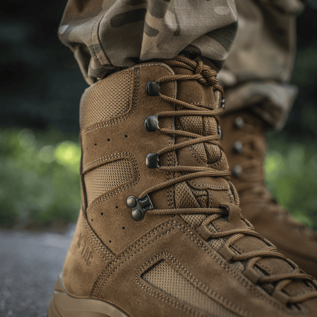 M-Tac Tactical Summer Boots in suede and Cordura, designed for comfort and durability, suited for warm weather and terrain.