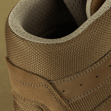 Close-up of M-Tac Tactical Summer Boots made of suede and Cordura® mesh with OrthoLite® insole for comfort and breathability