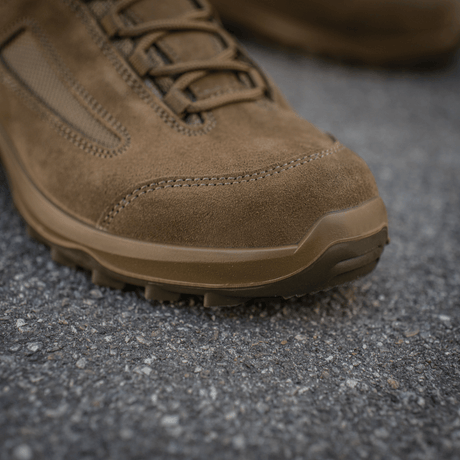 M-Tac Tactical Summer Boots in brown suede and Cordura® mesh, designed for comfort in warm and challenging terrain.