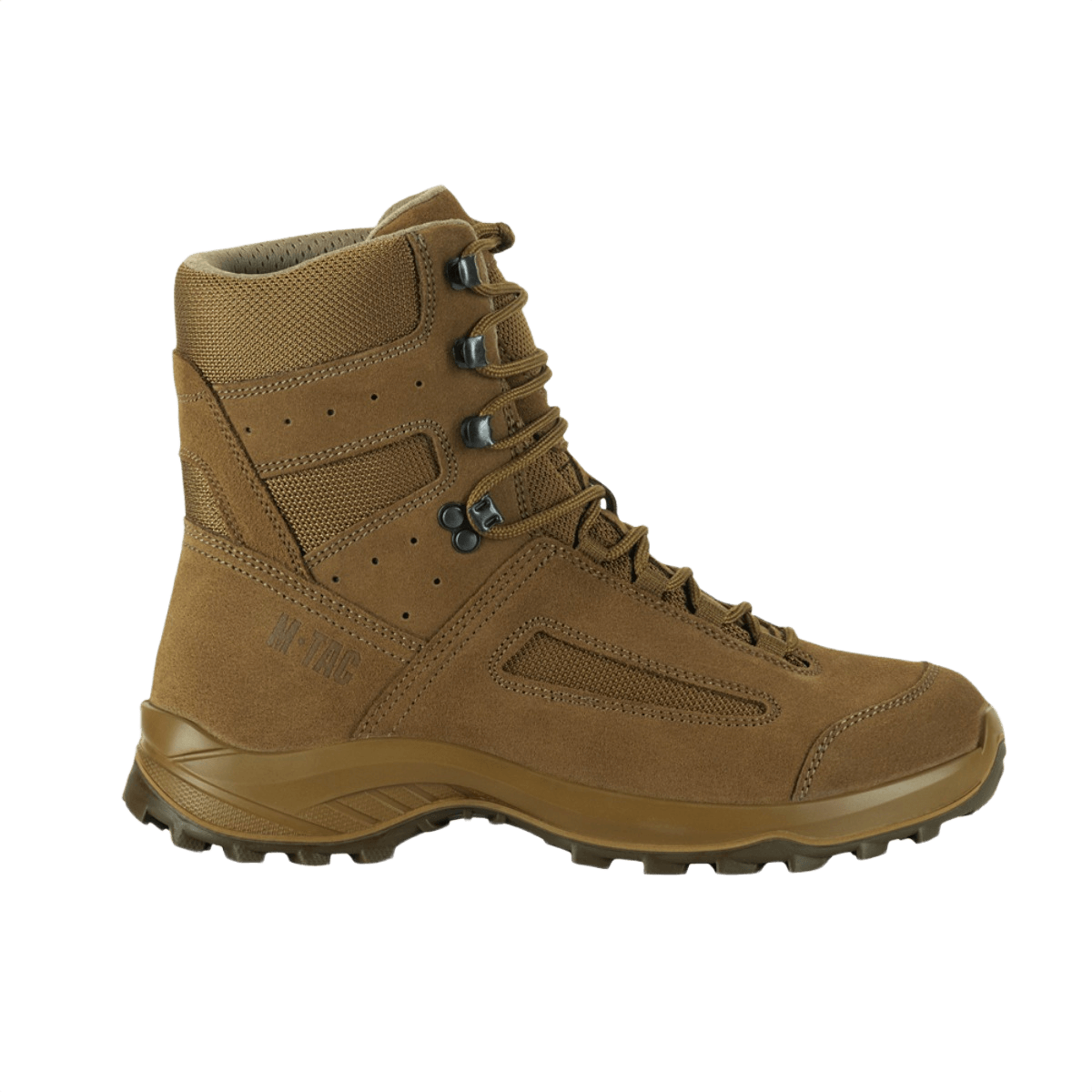 M-Tac Taktiske Sommerstøvler i brun, let og åndbar med høj komfort, lavet af høj kvalitets læder og Cordura mesh, perfekt til varmt vejr.