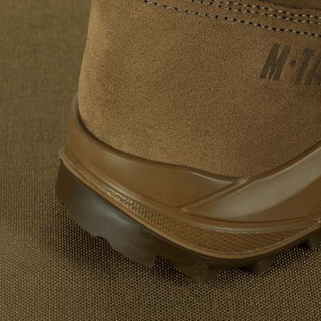 Detail of M-Tac Tactical Summer Boots in high-quality leather and Cordura® mesh, designed for comfort and durability in warm weather