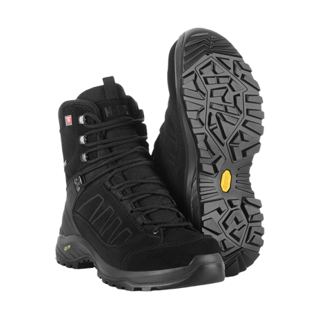 M-Tac Tactical Winter Boots in black, sturdy and slip-resistant boots with Primaloft insulation and Vibram sole, suitable for demanding outdoor use.