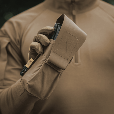 M-Tac 2-magazine pouch in durable Cordura material with velcro closure shown in gallery position 1 for tactical use.