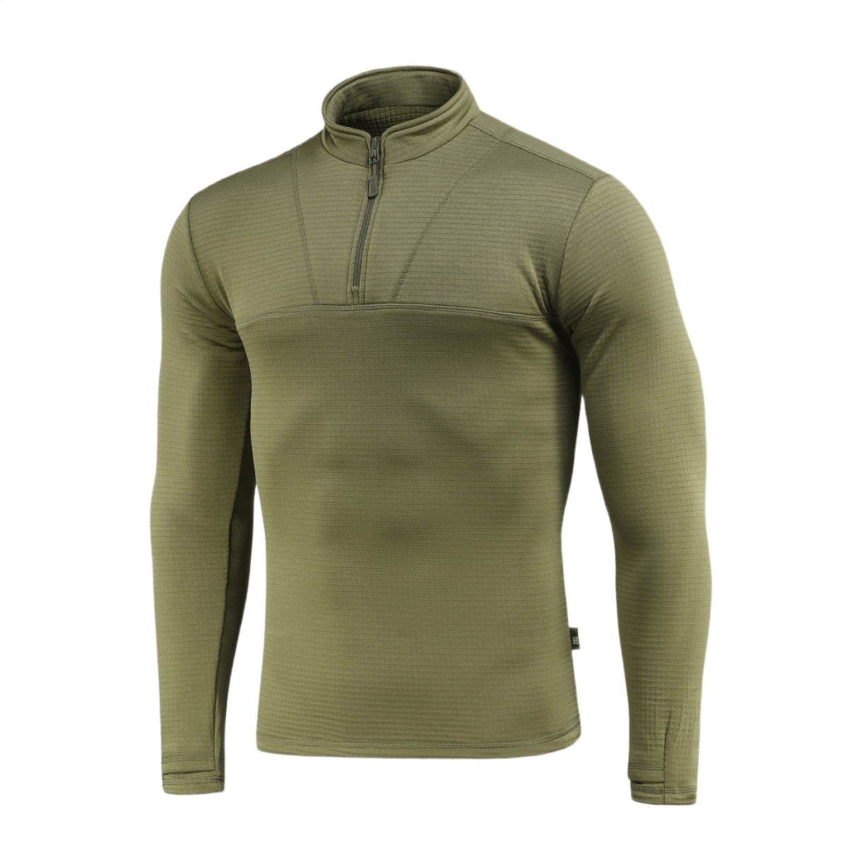 M-Tac Thermal Fleece Trøje Delta Level 2 i grøn, designet til koldt klima med YKK lynlåse, fremragende varme- og fugtstyring.