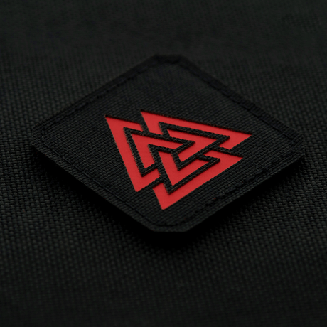 M-Tac Patch Valknut Laser Cut Odin symbol black and red design.