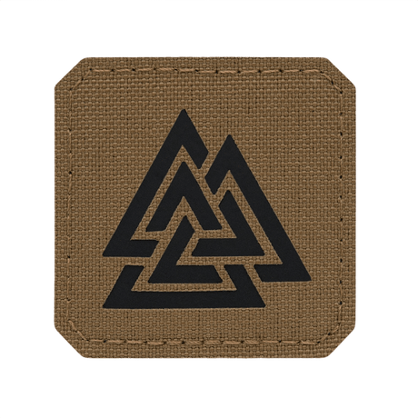 M-Tac Patch Valknut Laser Cut Odin symbol in brown with black, stylized Valknut laser-cut design, Nordic traditional pattern.