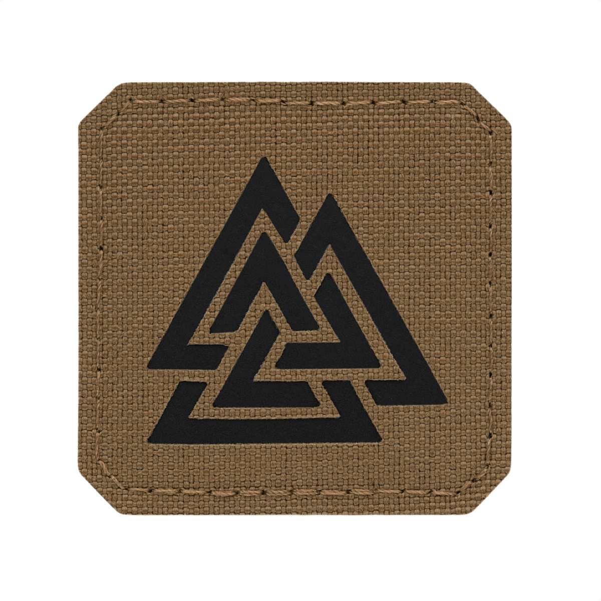 M-Tac Patch Valknut Laser Cut Odin symbol i brunt med sort, stiliseret valknut laserafskåret design, nordisk traditionel mønster