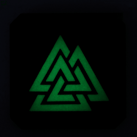 M-Tac Patch Valknut Laser Cut Odin symbol in green glowing design.
