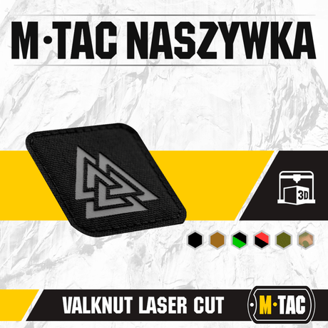 M-Tac Patch Valknut Laser Cut Odin symbol on a white and yellow background.