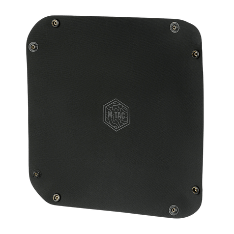 M‑Tac Maintenance Tray 24x24 cm with M‑Tac logo, hexagon design, black polymer composite, suitable for weapon cleaning and maintenance.