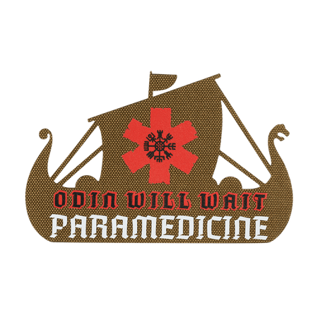 M-Tac Patch Viking Evac with Odin Will Wait and Paramedicine design on a dragon boat