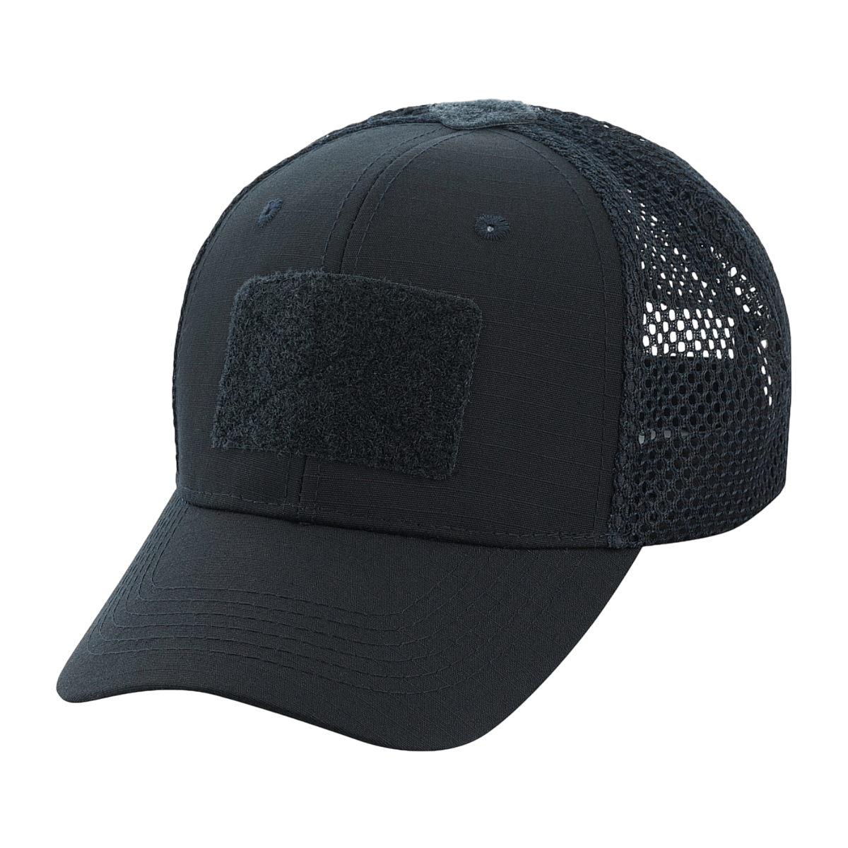 M-Tac Mesh Flex Ripstop Baseball Cap med Velcro, sort kasket med mesh-paneler og justerbar pasform, ideel til sommer og taktisk brug.