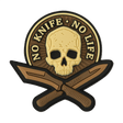 M-Tac Patch No Knife – No Life 3D PVC tactical morale patch with skull and knives, suitable for uniform or gear, 50 x 50 mm rubber with Velcro