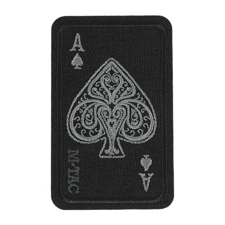 M-Tac Patch Ace Of Spades (Embroidered) – Cordura 500D with Velcro, for clothing and tactical gear, size 5 x 8 cm.