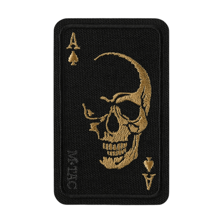 M-Tac Patch Face of War (Embroidered) with skull symbol inspired by the 'card of death', embroidered on Cordura 500D in black and gold.