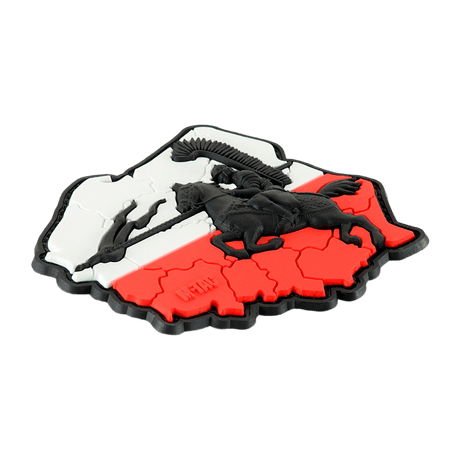 M-Tac Patch Husaria 3D PVC with winged hussar, Polish flag background, realistic 3D effect, PVC morale patch, Velcro mounting, 70x80 mm.