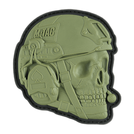M-Tac Patch Operator 3D PVC morale patch – realistic helmet and skull design, Velcro fastening, for clothing or tactical gear.
