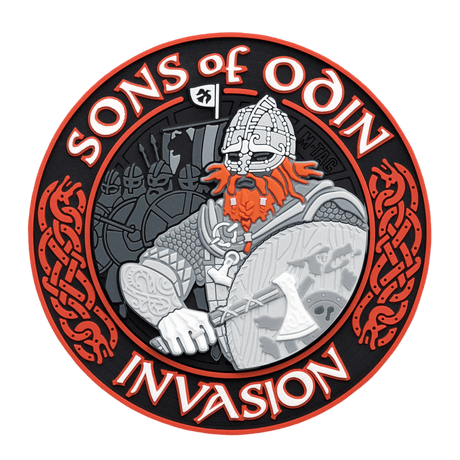 M-Tac Patch Sons of Odin 3D Velcro tactical patch with a Viking motif, red and black design, 3D effect, for uniform or gear