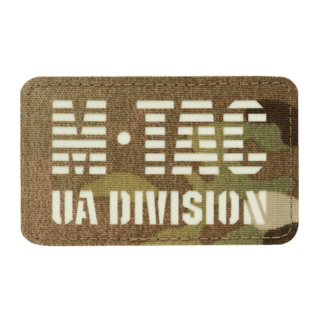 M-Tac Patch UA Division Laser Cut, glow-in-the-dark morale patch in Cordura 500D with Velcro, suitable for uniform or tactical gear.