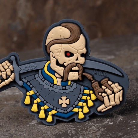 M-Tac Patch You Only Die Once 3D PVC morale patch in rubber with Velcro mounting. Visual motif of skull with sword, ideal for tactical gear.