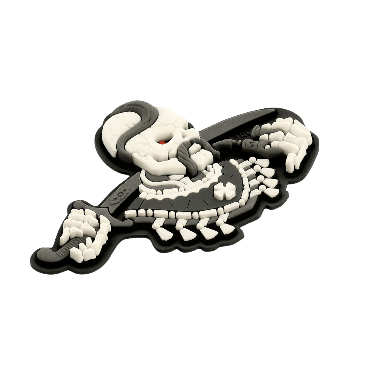 M-Tac Patch You Only Die Once 3D PVC i sort og hvid med Velcro fastgørelse, 74x50 mm, morale patch til militært eller taktisk brug.