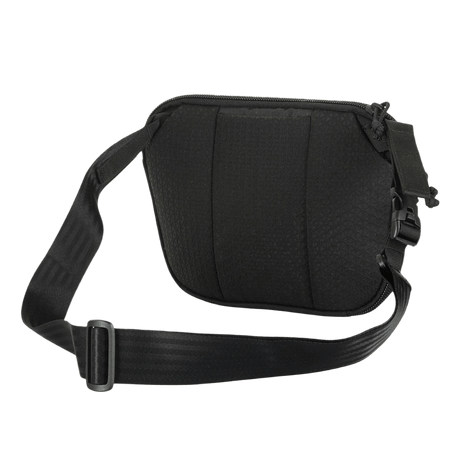M-Tac Sphaera Hardsling Bag Large Elite with Velcro in black Cordura, shown from back with adjustable shoulder strap.