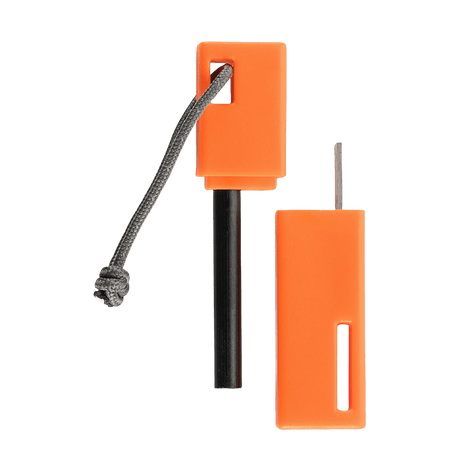 M-Tac Firesteel in orange, essential for camping, made of magnesium alloy with 8 mm steel striker, perfect for outdoor use.