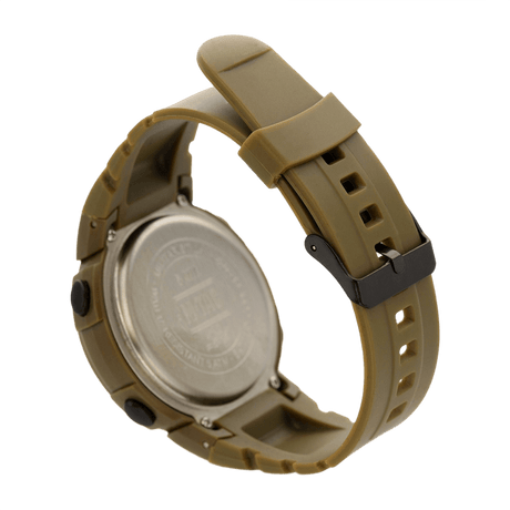 Back of M‑Tac Tactical Compass Watch with rubber band and waterproof design, suitable for outdoor active events
