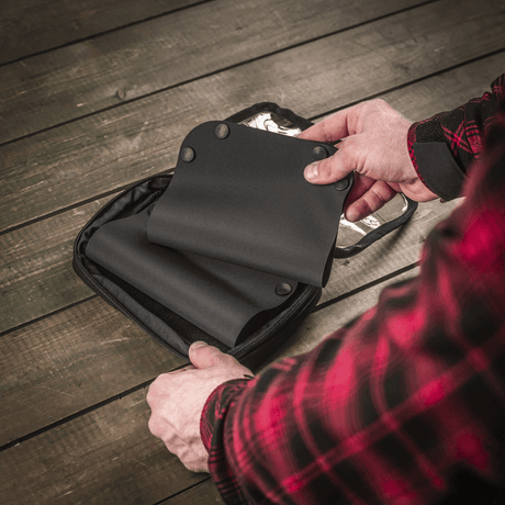 M‑Tac Maintenance Tray 24x24 cm used for firearm cleaning, with foldable function and durable design in polymer composite.