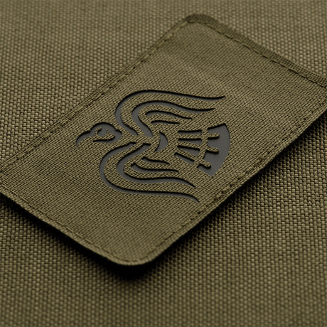 M-Tac Patch Ravneflag Laser Cut with black raven on Cordura 500D, suitable for uniforms and tactical gear, 80x50 with Velcro.