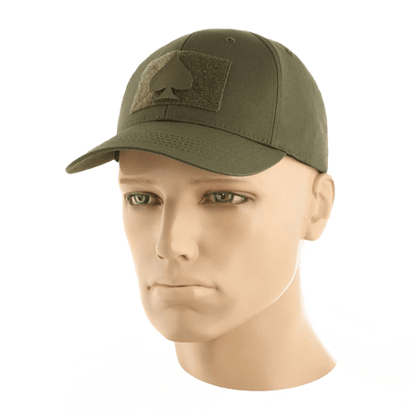 Man in green cap with M-Tac Patch Spades Laser Cut on the front