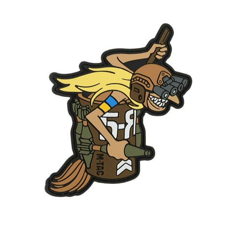 M‑Tac Patch Baba-Yaga Vertical PVC patch with night-vision goggles and grenades, inspired by Ukrainian UAV operators, 9x13.5 cm, realistic 3D design.