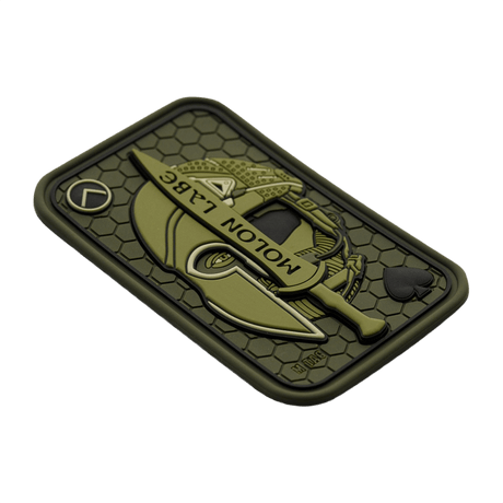 M-Tac Molon Labe 3D PVC, tactical patch inspired by the 300 Spartans, green rubber with Velcro, perfect for uniform or backpack.