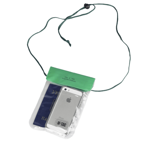 M-Tac Waterproof Document Pouch to protect phone and passport from water, with lanyard for outdoor activities.