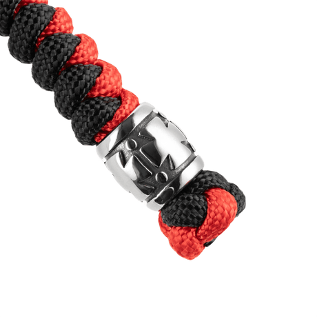 M-Tac Lanyard Viper Cossack Cross V.2 in black and red paracord with decorative metal bead. Templar cross design, functional and stylish