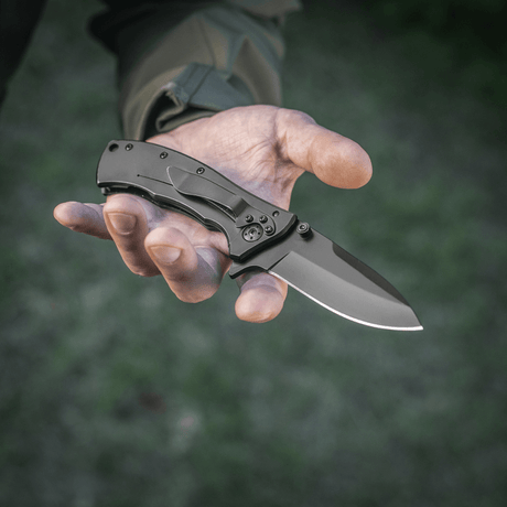 M-Tac Outdoor & Military folding knife - Type 7, lightweight tactical knife with 5Cr15MoV steel blade, black coating and frame-lock system.