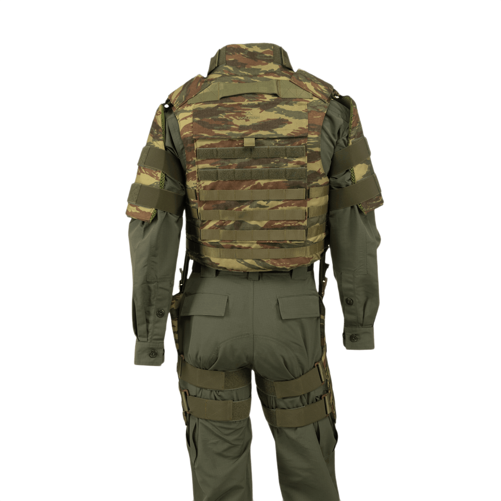 Anorak Niobium® Tactical II – full set bagfra, viser taktisk kropspanser med camouflage design til politiets specialenheder.