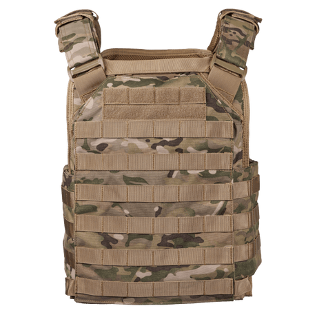 EA Plate Carrier Camo i camouflage med slidstærkt materiale, designet til professionel skudsikker kropsbeskyttelse, galleri position 1.