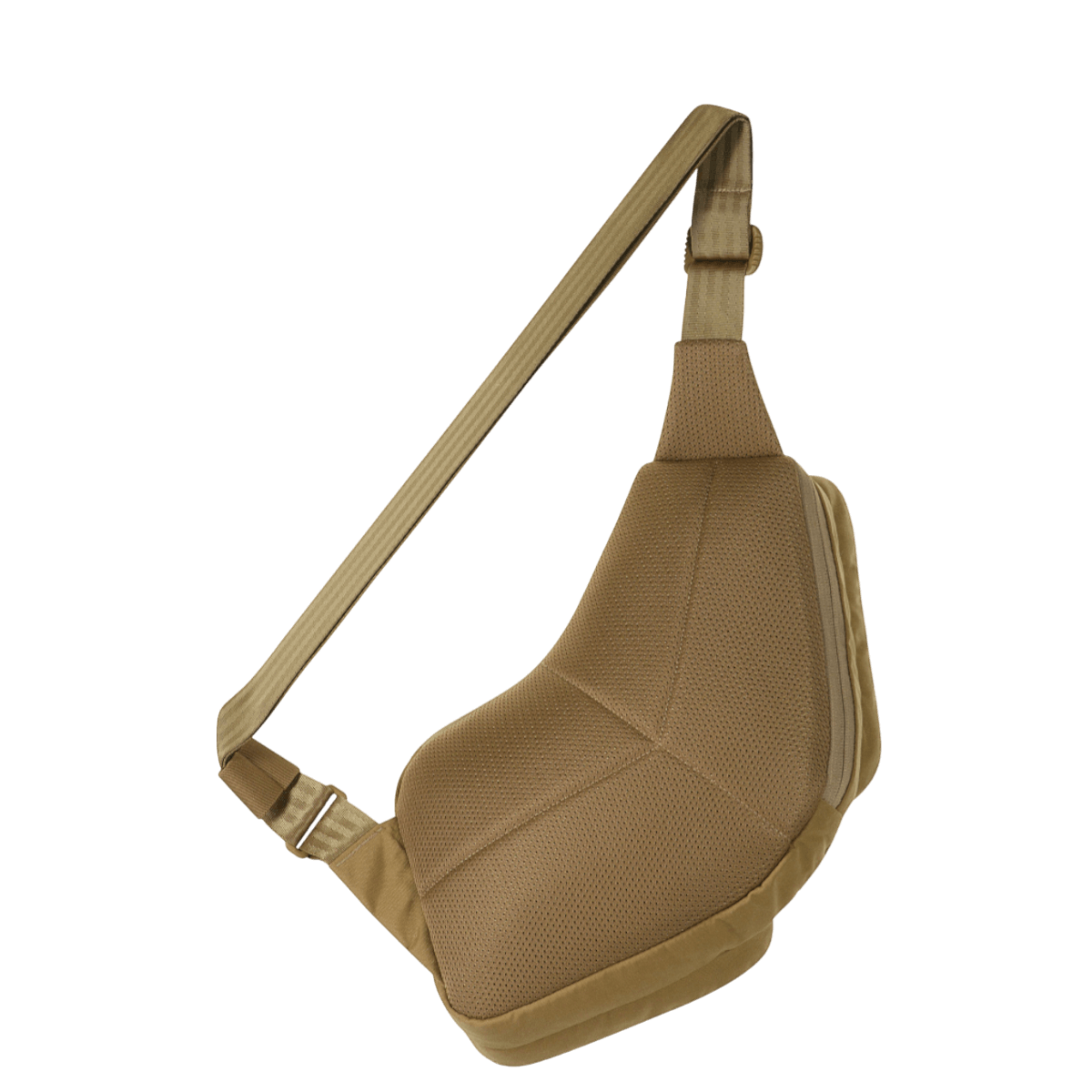 M-Tac Bat Wing Taske Elite Hex i brun, lavet af holdbart Cordura-materiale med YKK lynlåse, set fra siden.