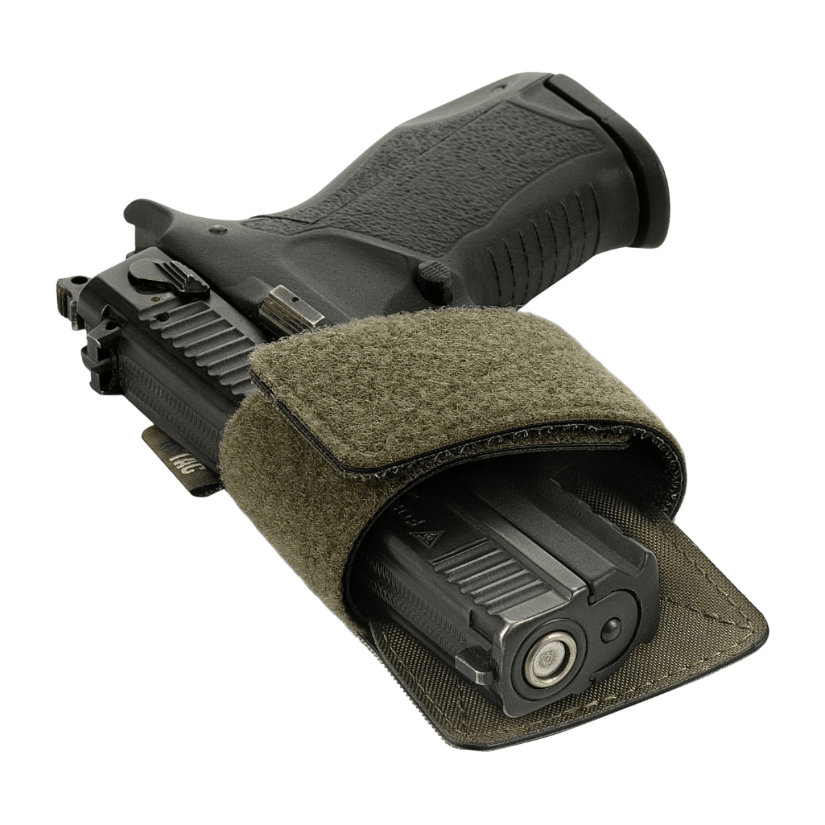 M-Tac Hylster-Insert Light til skjult bæring af pistoler med justerbar velcrostrop, ideel til taktiske tasker med velcro-panel.