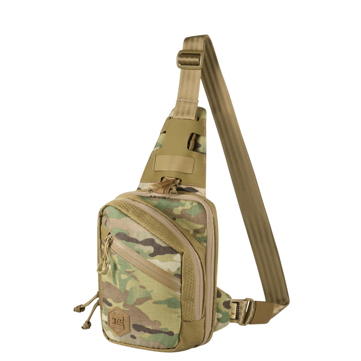 M-Tac Sling Pistoltaske Elite Hex i camouflage-design med justerbar skulderrem, holdbart Cordura 1000D og Cordura Hex materiale.