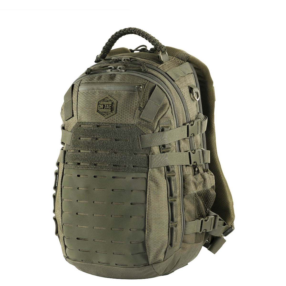 M-Tac Mission Rygsæk Elite Hex i Cordura, med ergonomisk design og MOLLE LASER CUT-system til opsætning af ekstra lommer.